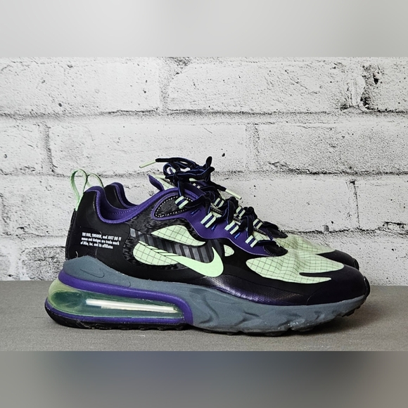 Nike Air Max 270 React Sneakers Mens 10 Purple Green Black CT1817-001 - Picture 6 of 10
